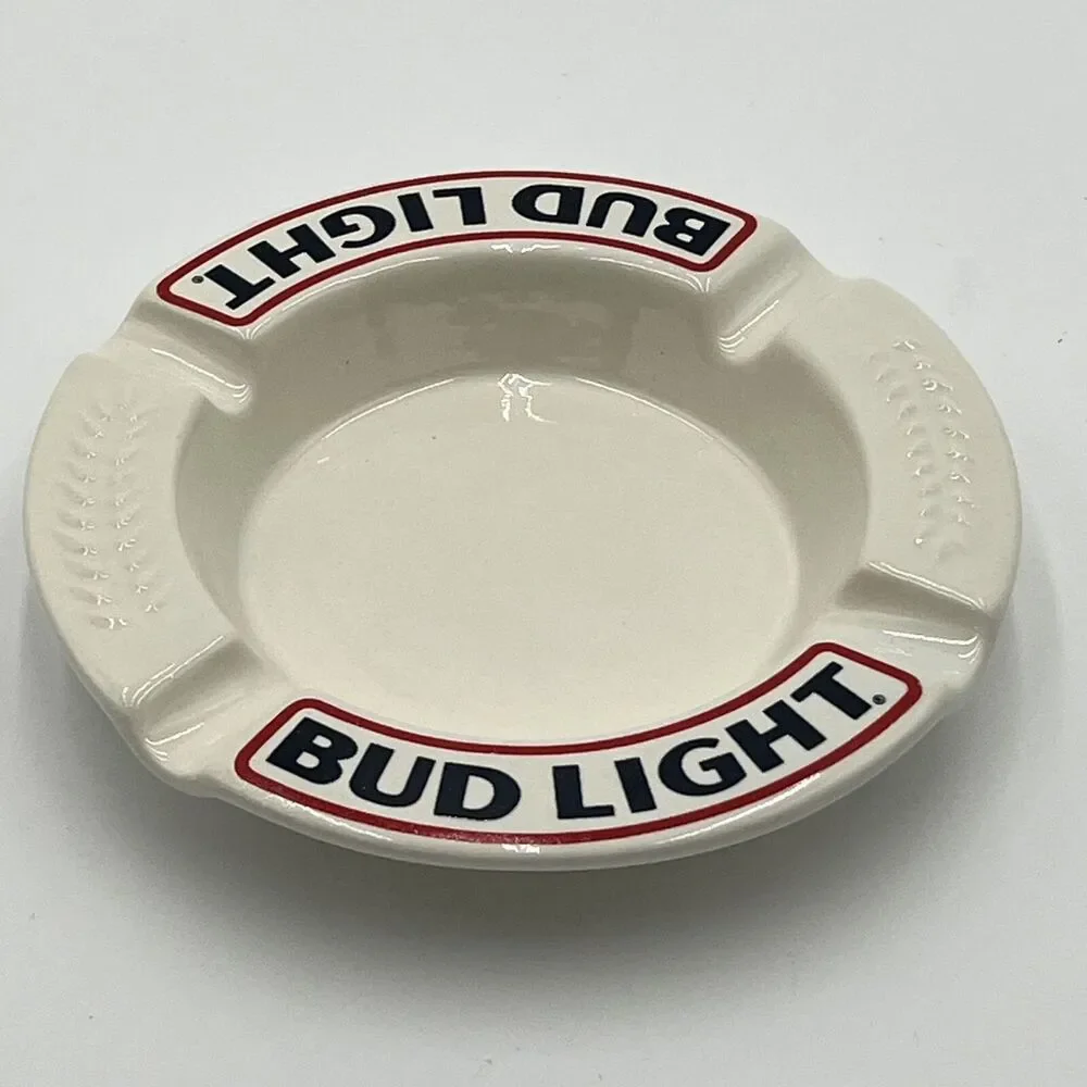 Vintage Bud Light Ceramic Ashtray By Haeger USA New Old Stock Bar Man lot of 2